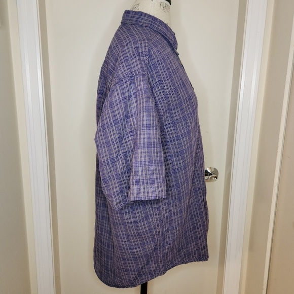 Purple Check Linen Men's shirt - Picture 3 of 9
